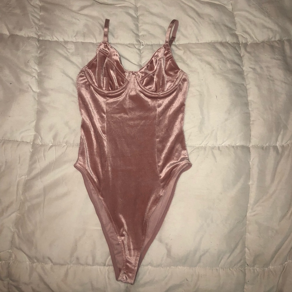 Forever21 Pink Velvet Bodysuit - Size S (NWOT)